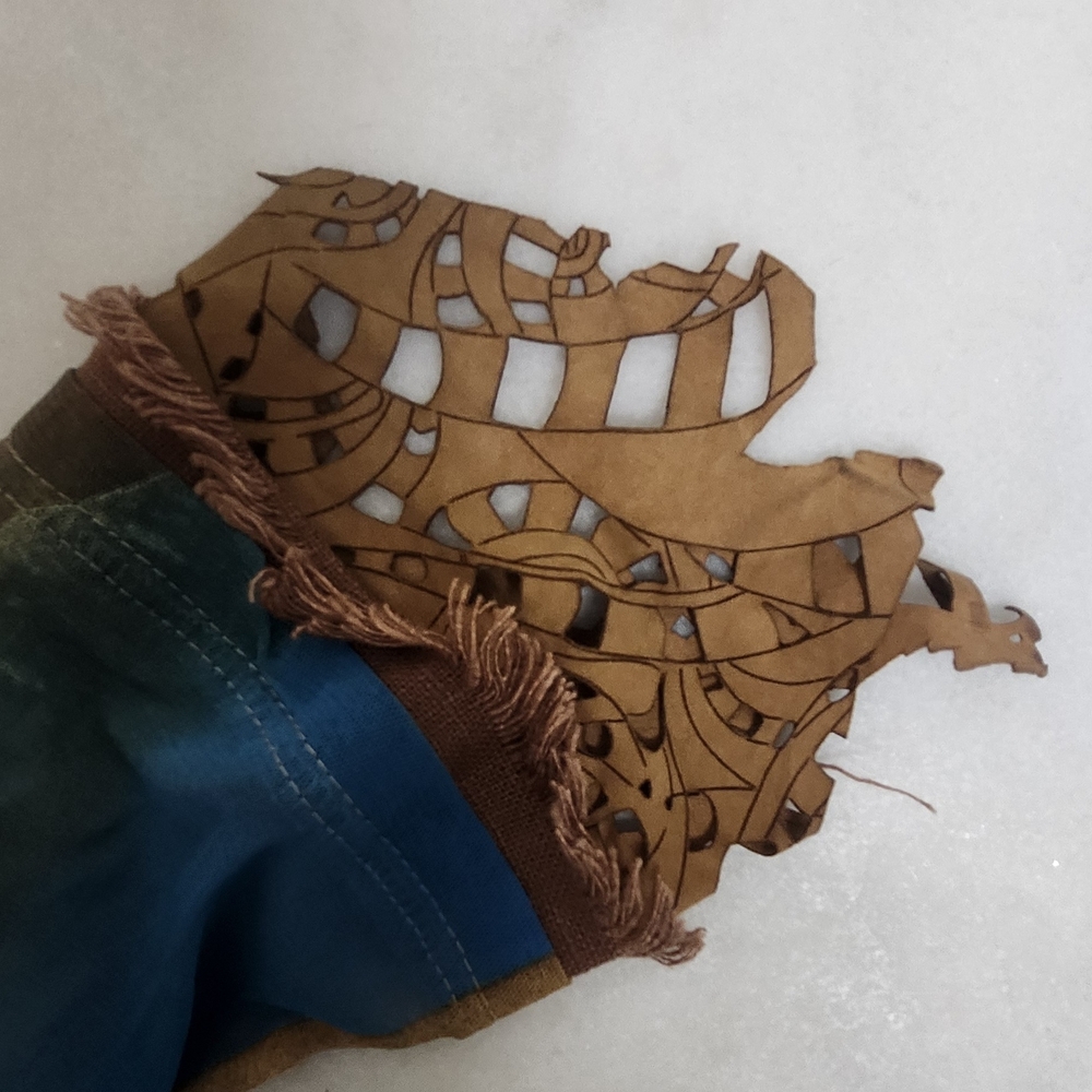 Artistic Patchwork Button-Down Shirt - image 8